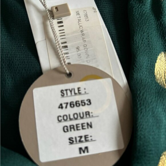 👛 (ANY 2/$60) NWT Classy APRICOT Metallic Wrap Midi Dress, Size 8 - Picture 7 of 8